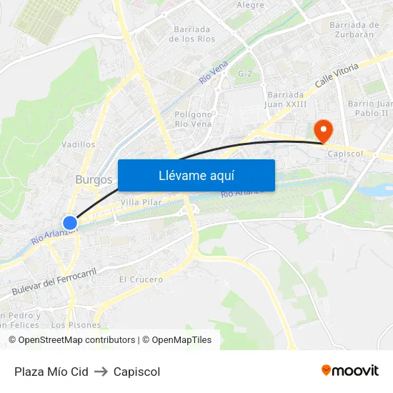 Plaza Mío Cid to Capiscol map