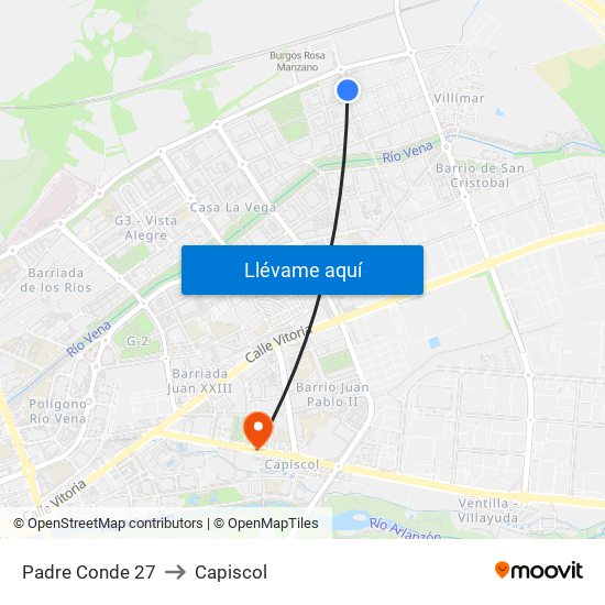 Padre Conde 27 to Capiscol map