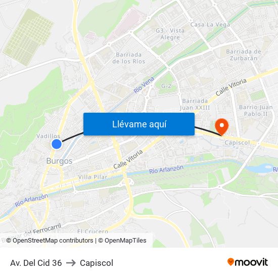 Av. Del Cid 36 to Capiscol map
