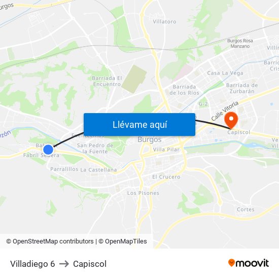 Villadiego 6 to Capiscol map