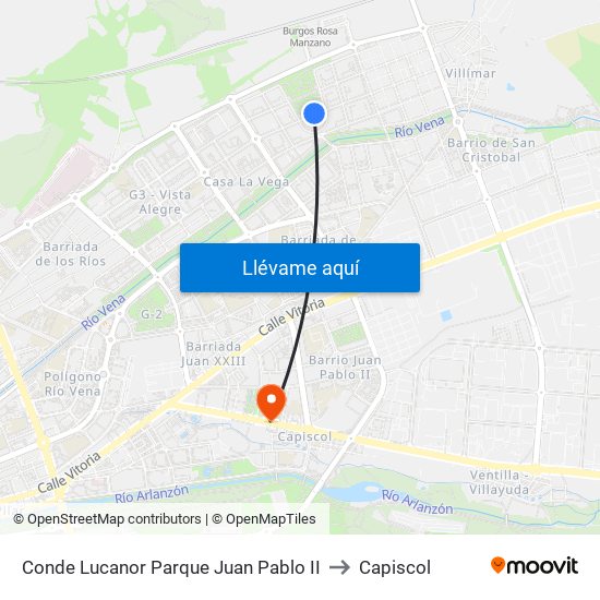 Conde Lucanor Parque Juan Pablo II to Capiscol map