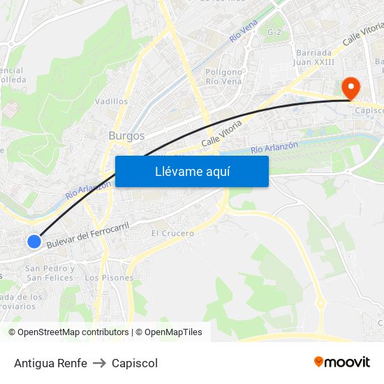 Antigua Renfe to Capiscol map