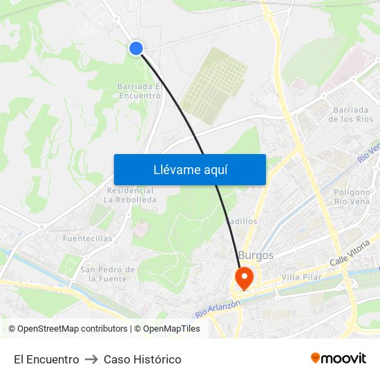 El Encuentro to Caso Histórico map