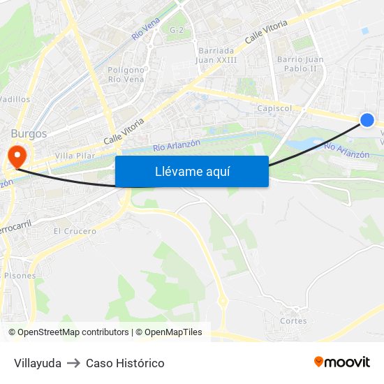 Villayuda to Caso Histórico map