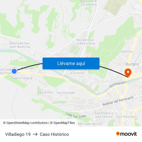 Villadiego 19 to Caso Histórico map
