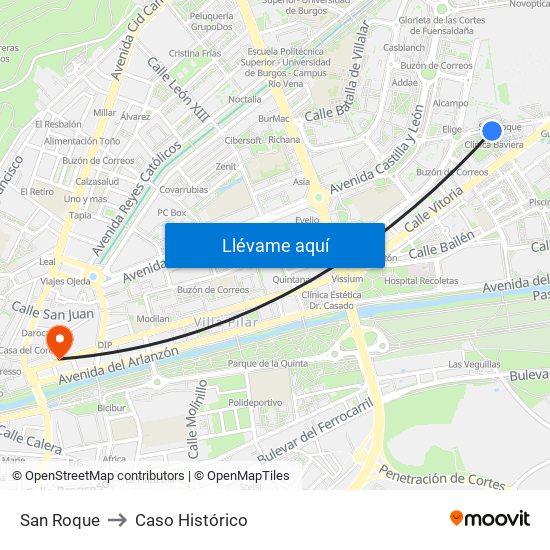 San Roque to Caso Histórico map