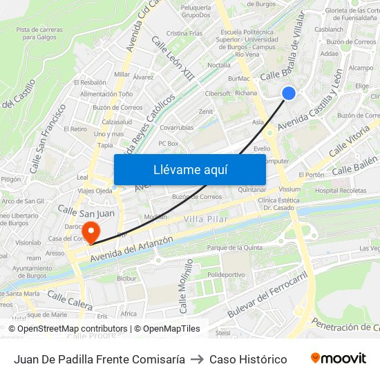 Juan De Padilla Frente Comisaría to Caso Histórico map