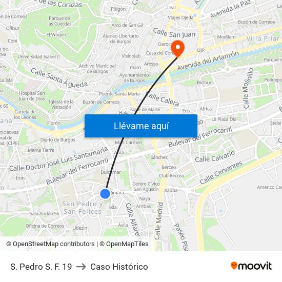 S. Pedro S. F. 19 to Caso Histórico map