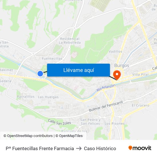 Pº Fuentecillas Frente Farmacia to Caso Histórico map