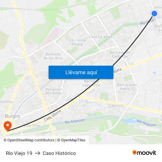 Río Viejo 19 to Caso Histórico map