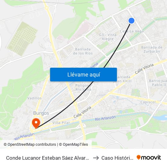 Conde Lucanor Esteban Sáez Alvarado to Caso Histórico map