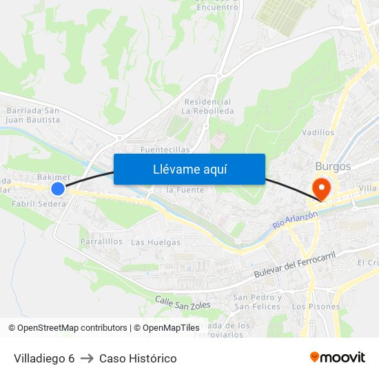 Villadiego 6 to Caso Histórico map