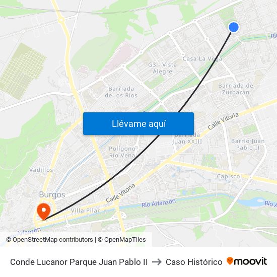 Conde Lucanor Parque Juan Pablo II to Caso Histórico map