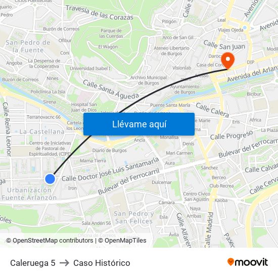 Caleruega 5 to Caso Histórico map