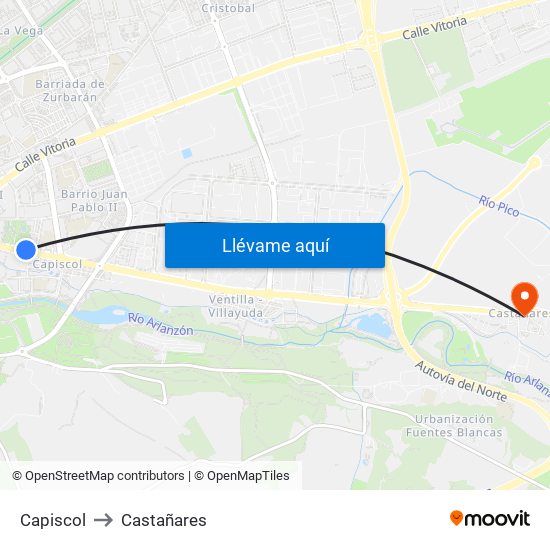 Capiscol to Castañares map