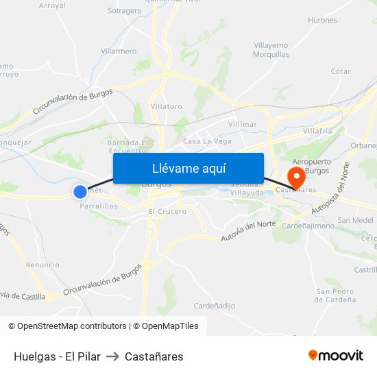 Huelgas - El Pilar to Castañares map