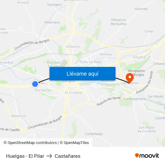 Huelgas - El Pilar to Castañares map