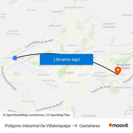 Polígono Industrial De Villalonquéjar to Castañares map