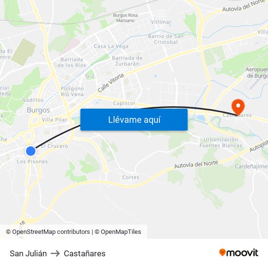 San Julián to Castañares map