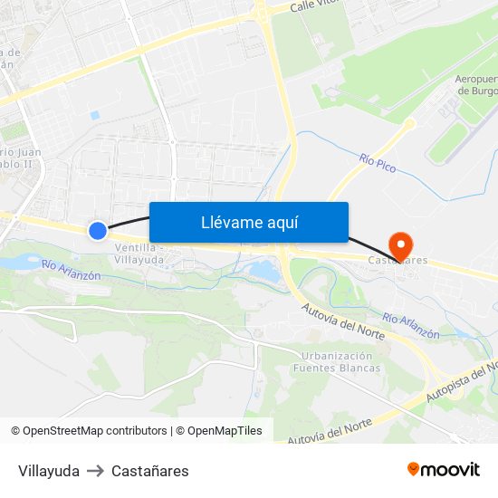 Villayuda to Castañares map