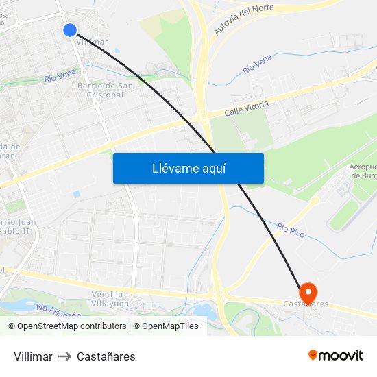 Villimar to Castañares map