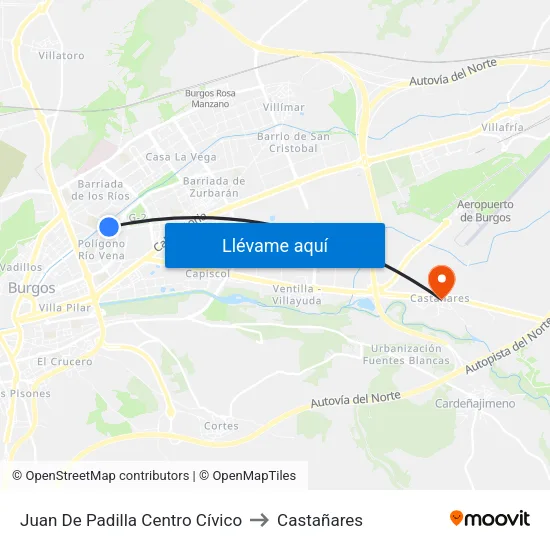 Juan De Padilla  Centro Cívico to Castañares map
