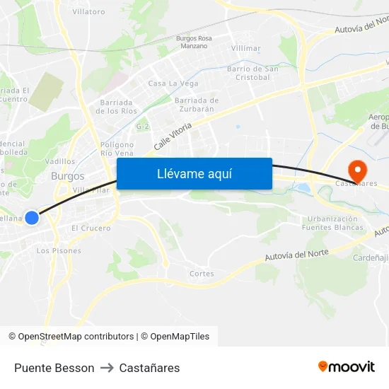 Puente Besson to Castañares map