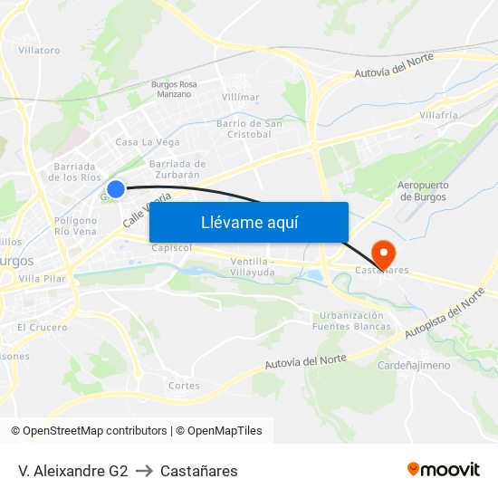 V. Aleixandre G2 to Castañares map