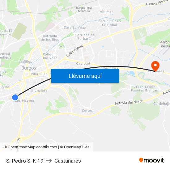 S. Pedro S. F. 19 to Castañares map