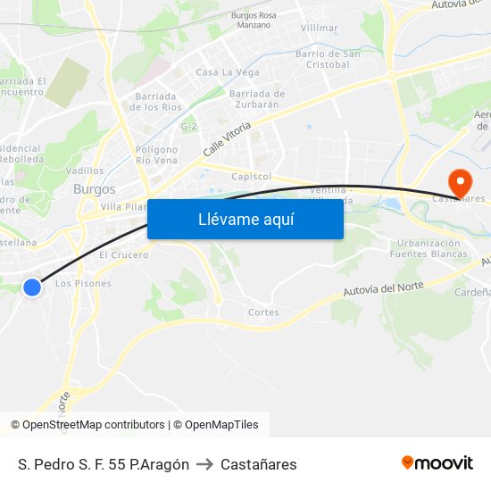 S. Pedro S. F. 55 P.Aragón to Castañares map