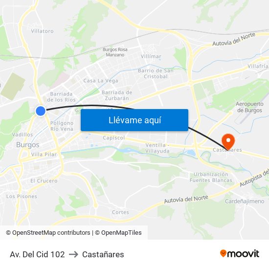Avda. Del Cid 102 to Castañares map