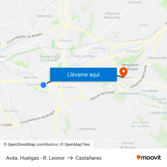Avda.  Huelgas - R. Leonor to Castañares map