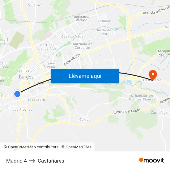 Madrid 4 to Castañares map