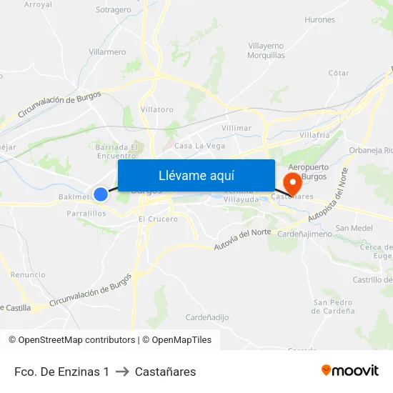 Fco. De Enzinas 1 to Castañares map