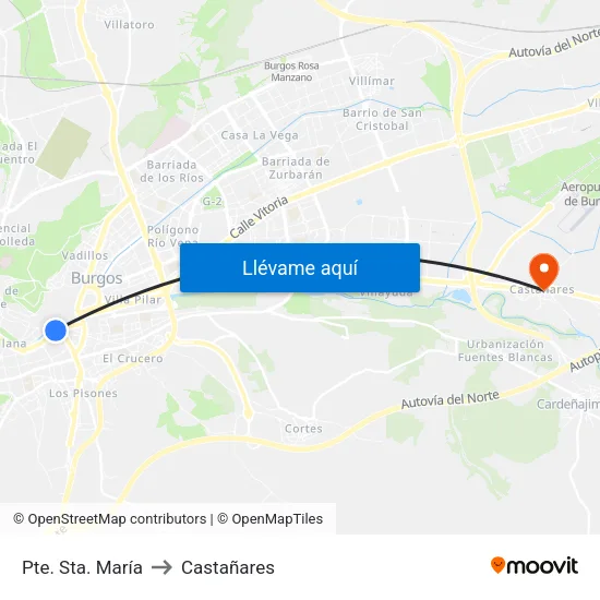 Pte. Sta. María to Castañares map