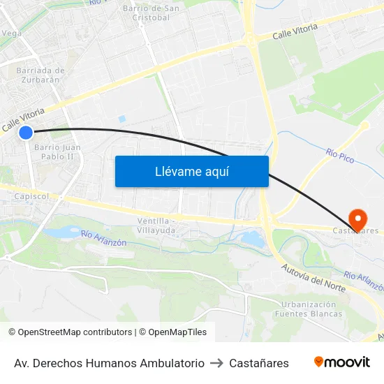 Av. Derechos Humanos Ambulatorio to Castañares map