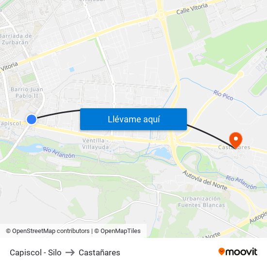 Capiscol - Silo to Castañares map