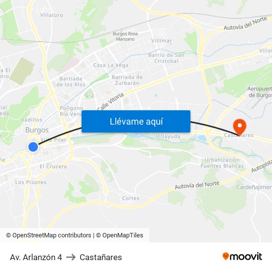 Av. Arlanzón 4 to Castañares map