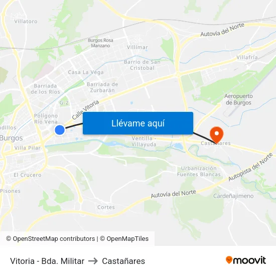 Vitoria - Bda. Militar to Castañares map
