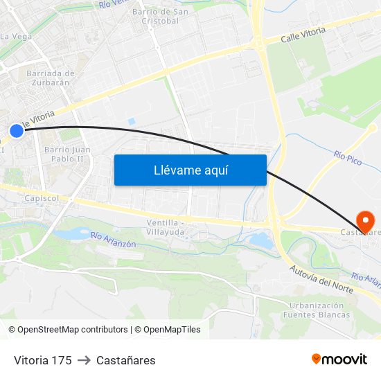 Vitoria 175 to Castañares map