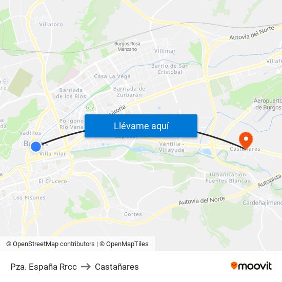 Pza. España Rrcc to Castañares map