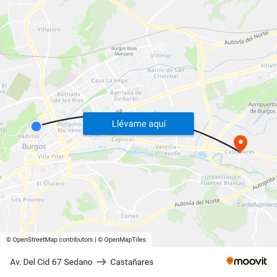 Av. Del Cid 67 Sedano to Castañares map