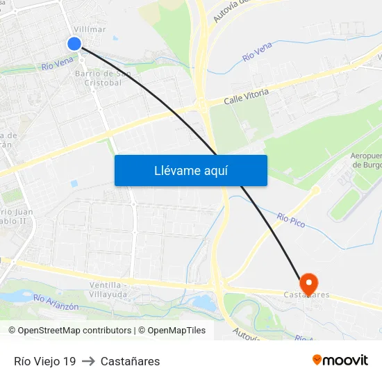 Río Viejo 19 to Castañares map