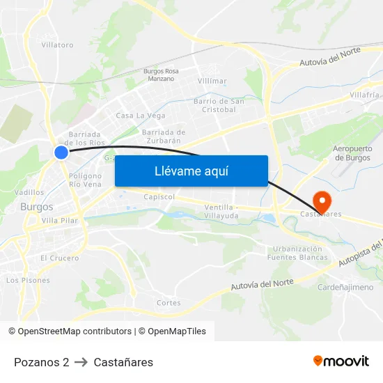 Pozanos 2 to Castañares map