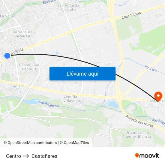 Centro to Castañares map