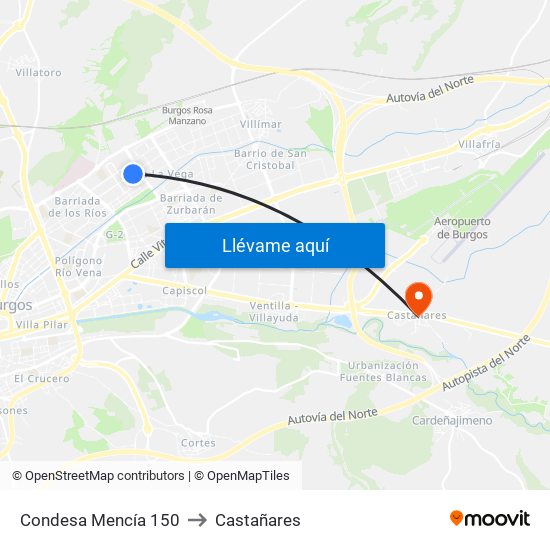 Condesa Mencía 150 to Castañares map