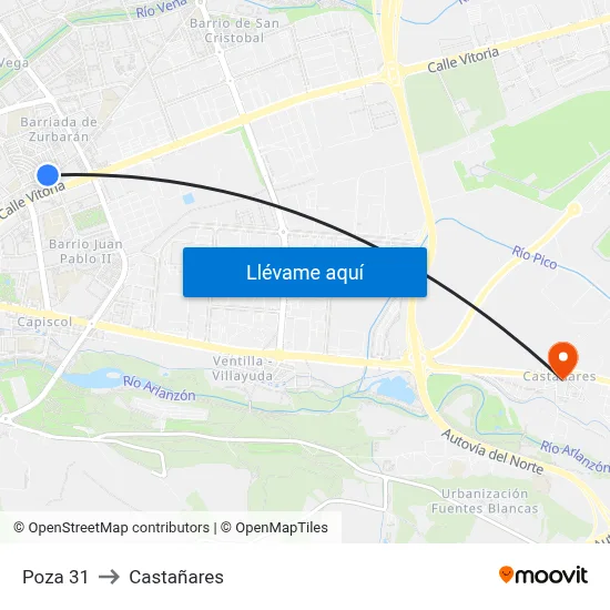 Poza 31 to Castañares map
