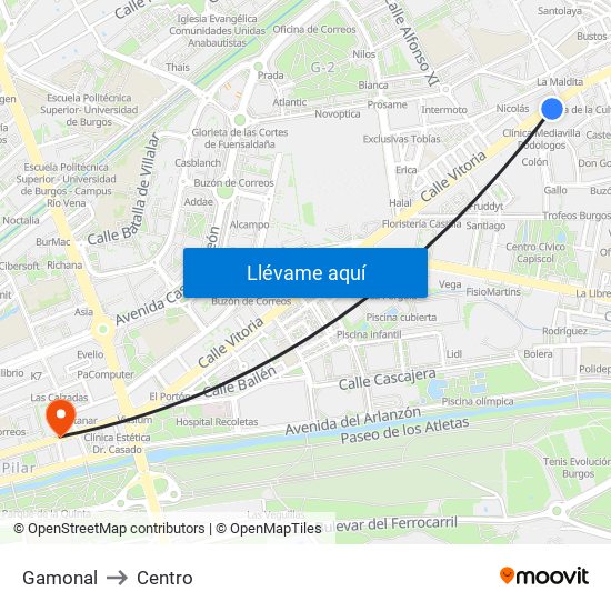 Gamonal to Centro map