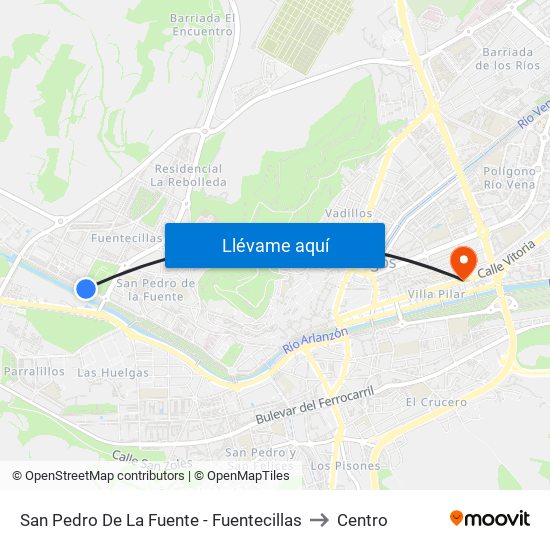 San Pedro De La Fuente - Fuentecillas to Centro map