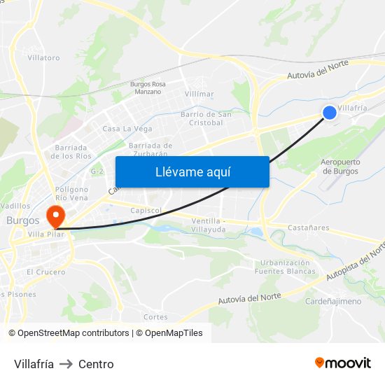 Villafría to Centro map
